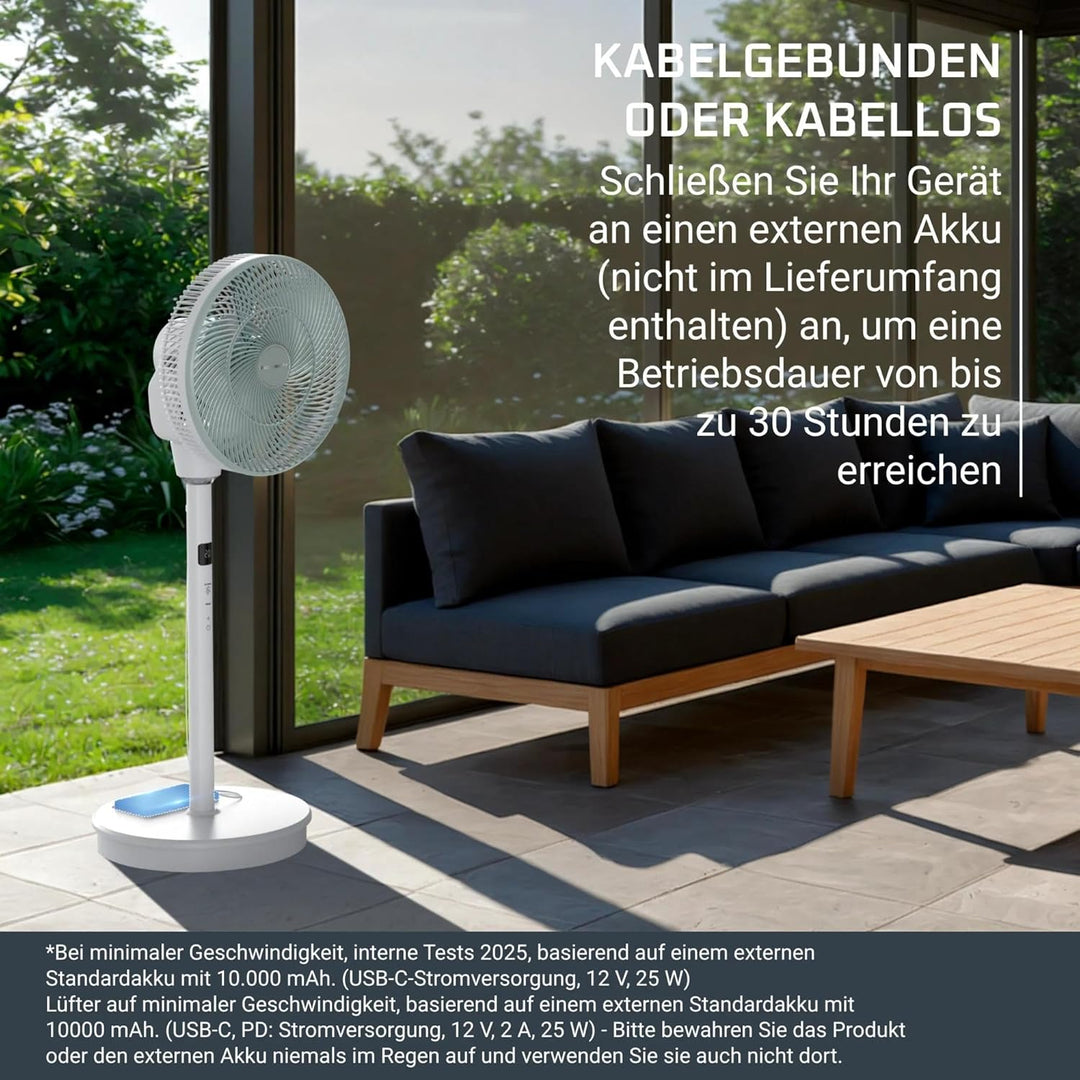 Rowenta Turbo Silence Compact 3D Nomad, intensive und geräuscharme Erfrischung, externe Akku-Kompati