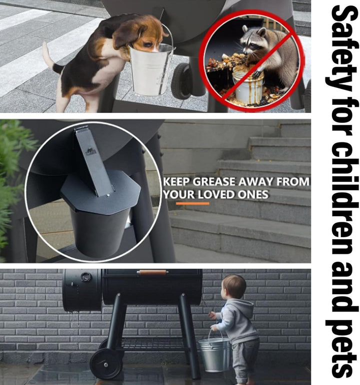 Jiawu Fetteimer für Traeger-Abtropfbehälter, Smoker-Fetteimer passend für Pit, Z-Grill, Traeger, Gro