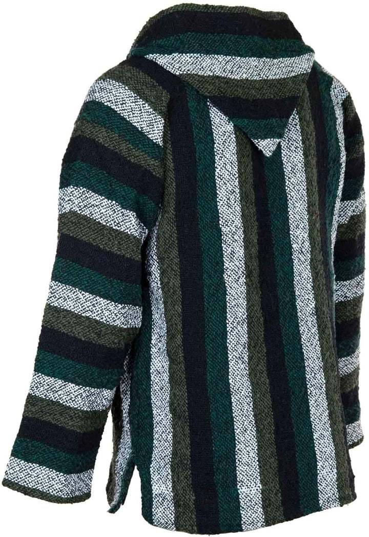 Siesta Baja Hoodie – Mexikanischer Jerga Hippie Pulli Kapuzenpullover für Herren und Damen XL Minzig