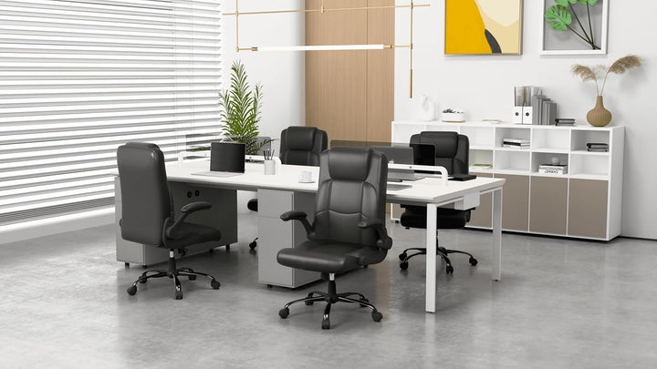 Bosmiller Ergonomischer Bürostuhl 150KG Verstellbare Schreibtischstuhl PU Leder Office Chair für Bür