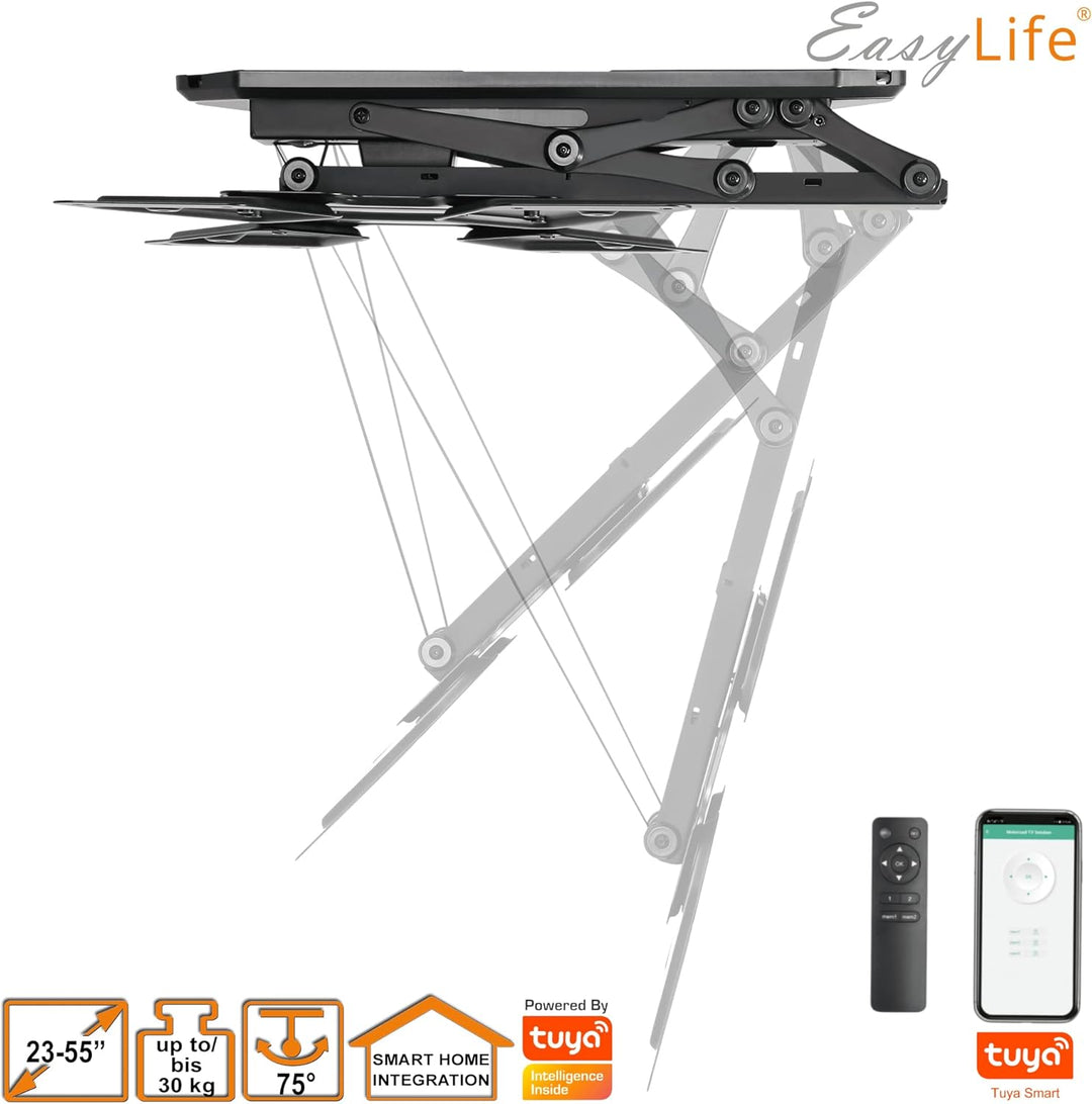 EasyLife TV Deckenhalterung für Fernseher elektrisch schwenkbar + Smart Home Integration, VESA Halte