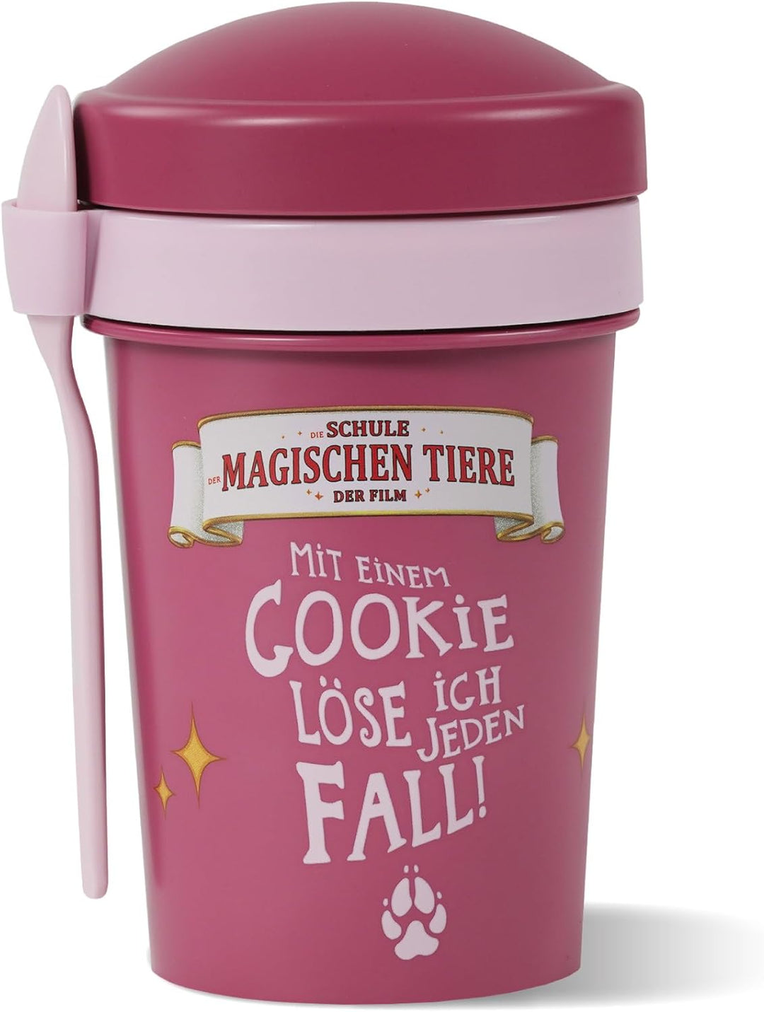 AWAVE Die Schule der Magischen Tiere Müslibecher To Go 540 ml rPET Beerenrot Rabbat, Becher mit Löff