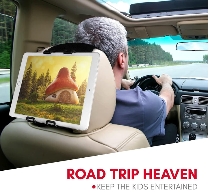 Macally STRAPMOUNT, Kopfstützenhalterung mit verstellbarem Gurt für fast alle Kopfstützen, für iPad