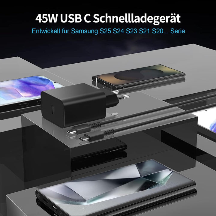 45W USB C Ladegerät Schnellladekabel für Samsung Galaxy S25 S24 S23 S22 S21 S20 fe Ultra S10 S9 S8 A