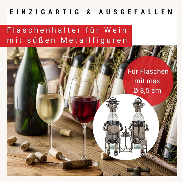 Wein Flaschenhalter - Weinflaschenhalter Metall mit Figuren als Geschenk oder Dekoartikel für zu Hau