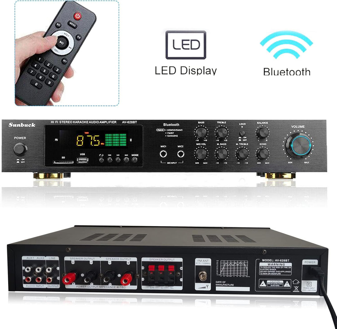 HiFi VerstäRker 5 Kanal Digital Fm USB Stereo Amplifier VollverstäRker 600W Mit Fernbedienung FüR Hi