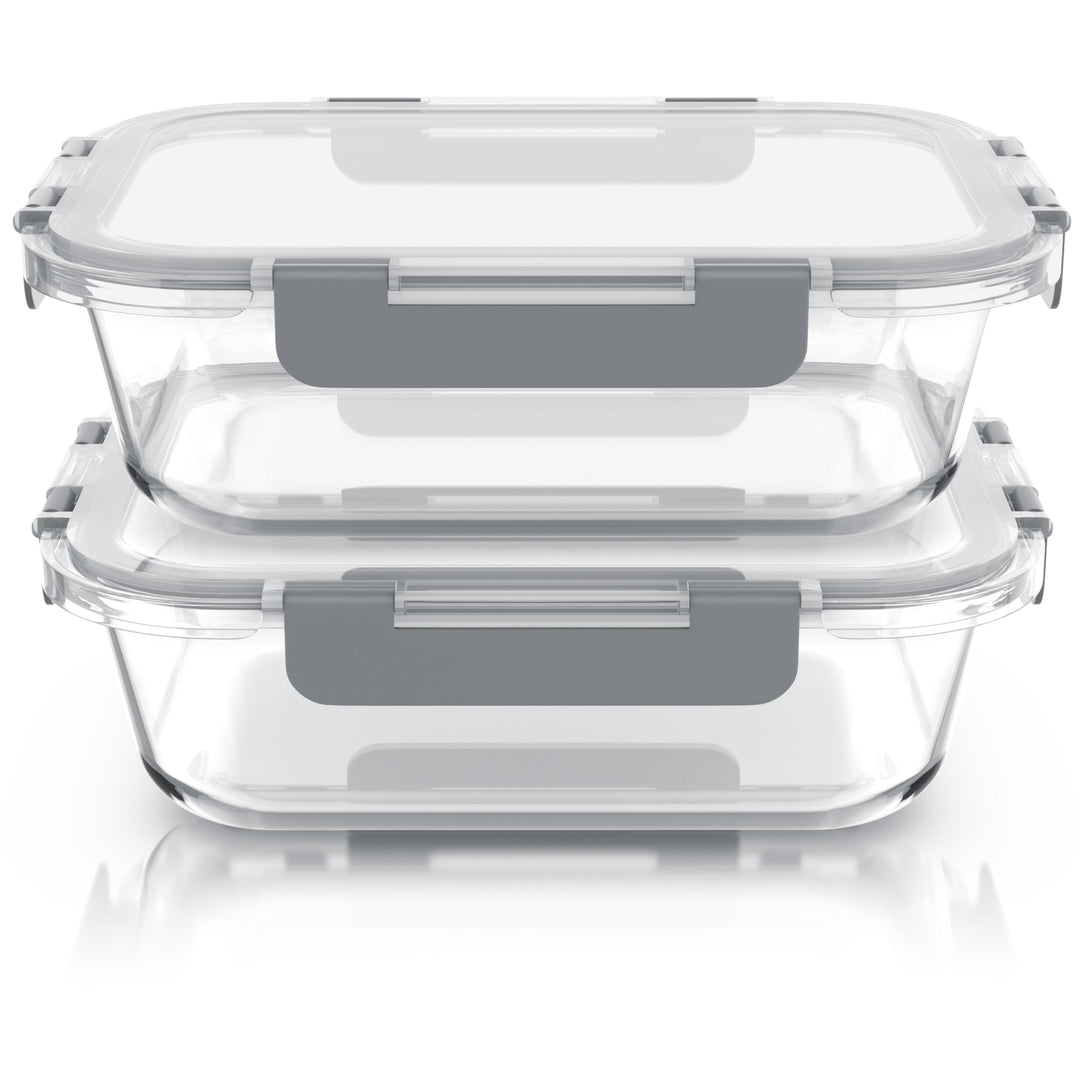 Arendo - Glas Frischhaltedosen Vorratsdosen für Lebensmittel mit Deckel luftdicht - 2er Set - 1500 m