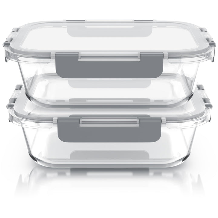 Arendo - Glas Frischhaltedosen Vorratsdosen für Lebensmittel mit Deckel luftdicht - 2er Set - 1500 m