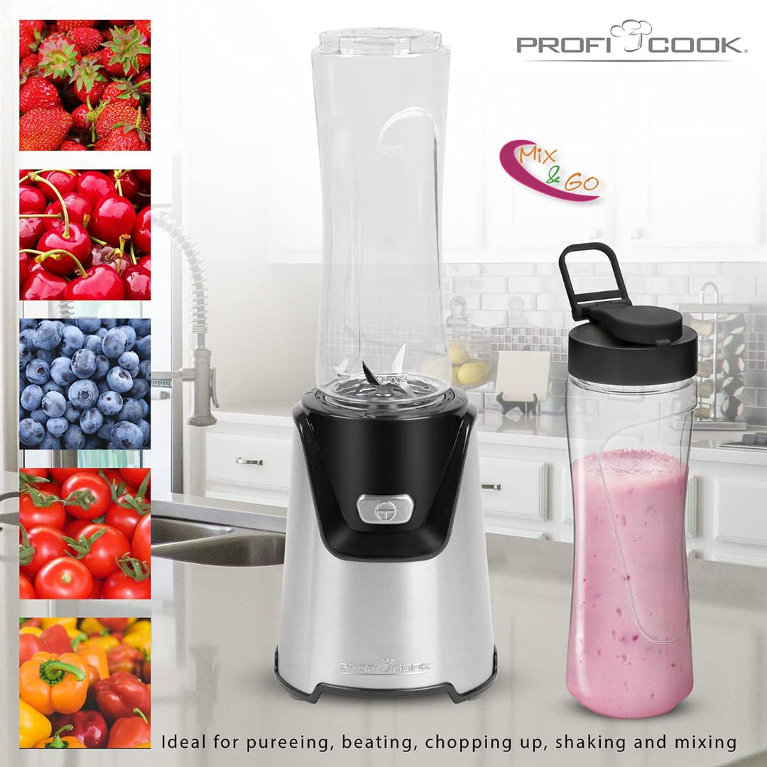 Profi Cook Smoothie-Maker PC-SM 1153 elektrischer Standmixer im Edelstahl-Gehäuse, inkl. 2 Mix-Behäl