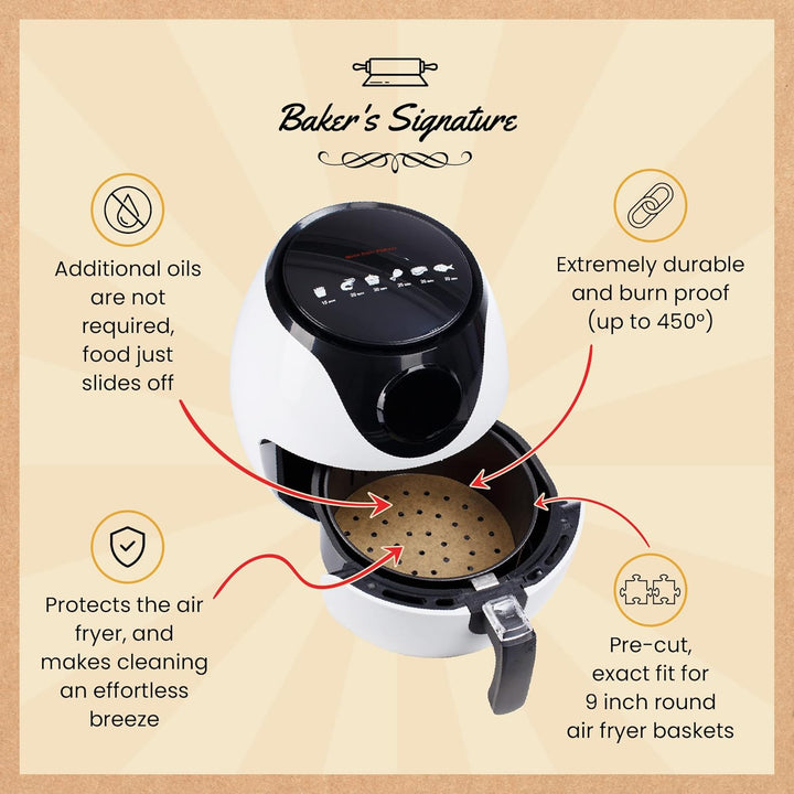 Airfryer Rounds 220 Stück Pergamentpapier Blatt von Baker&