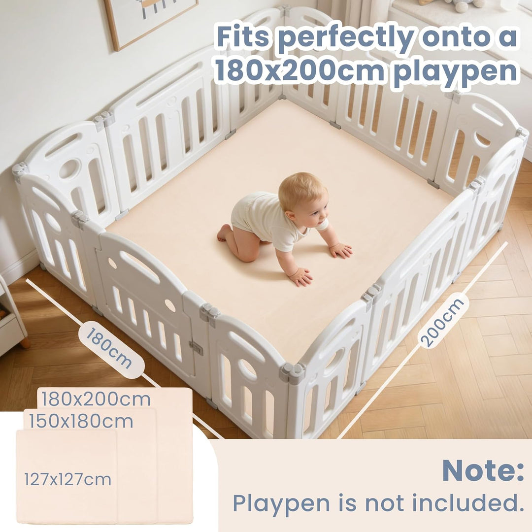 ACOMOPACK Baby Spielmatte aus 3cm dickem Memory-Schaumstoff, 180 x 200cm, Kinder Laufstallmatte für