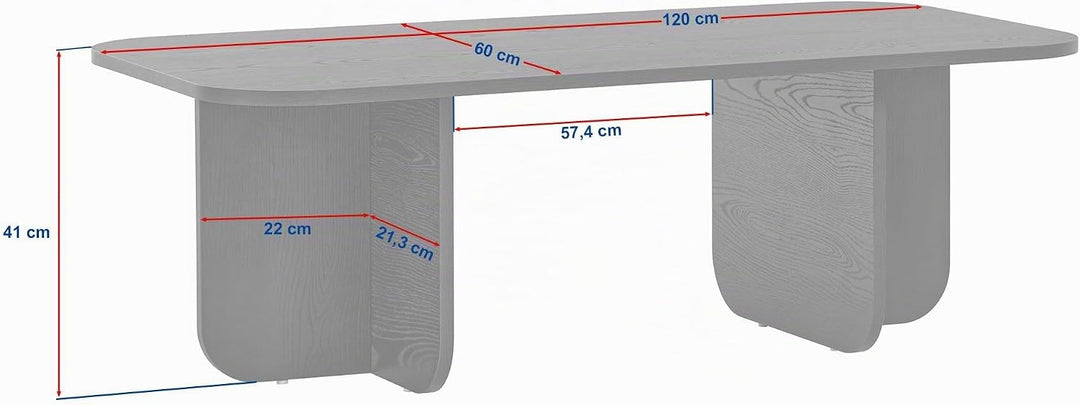 Stilvoller Couchtisch, Atlantic Pine, 120 x 60 x 41 cm | 100% melaminbeschichtete Spanplatte, 18 mm
