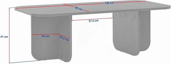 Stilvoller Couchtisch, Atlantic Pine, 120 x 60 x 41 cm | 100% melaminbeschichtete Spanplatte, 18 mm