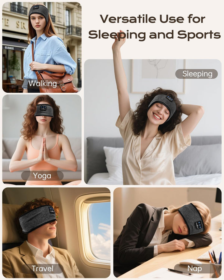 MUSICOZY Schlafkopfhörer Bluetooth, Schlaf Kopfhörer Seitenschläfer Kabellos Sport Kopfhörer Stirnba