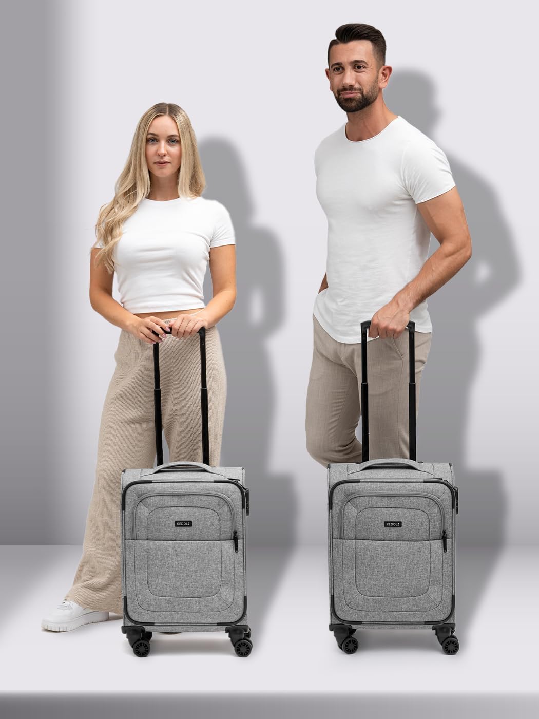 REDOLZ Cabin Weichschalen Kabinen-Koffer | Leichter Trolley mit 4 Doppelrollen für Damen & Herren 37