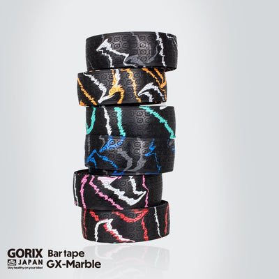 GORIX Lenkerband Lenker Grip Wrap + 2 Lenkerstopfen Rennrad Mountainbike Radfahren (GX-Marble) (Blau