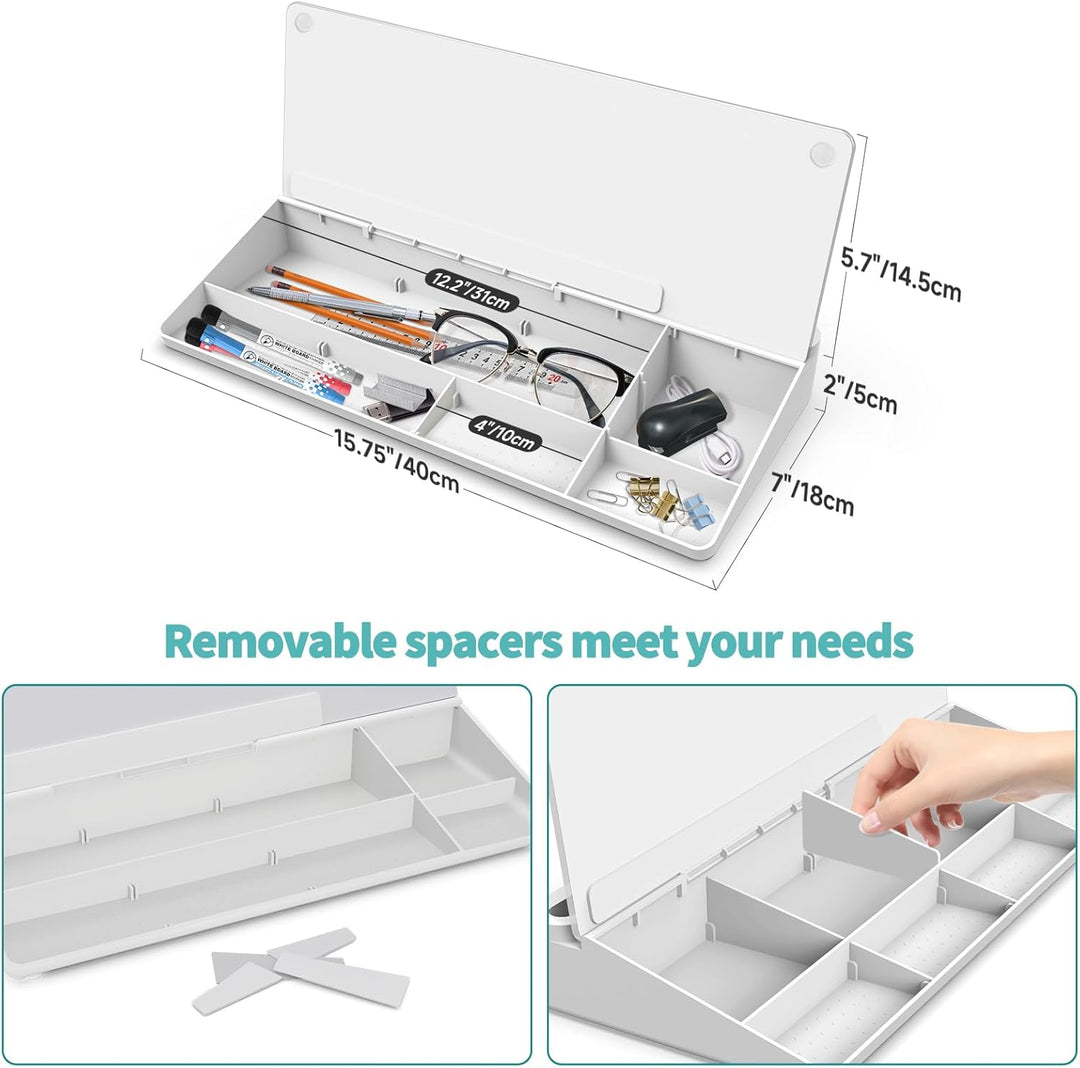 Schreibtisch Desk Organizer Whiteboard - Für kurze Notizen & Erinnerungen, Aus weissem Glas mit Schu