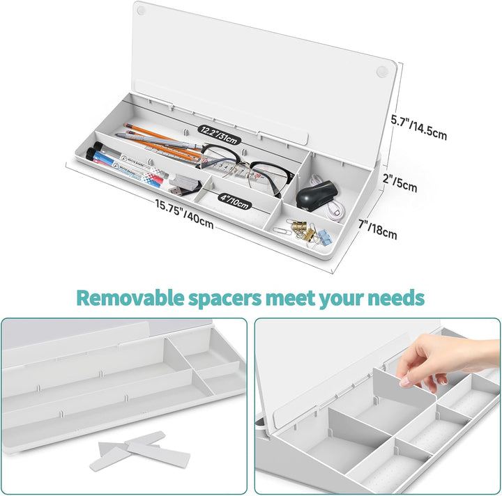 Schreibtisch Desk Organizer Whiteboard - Für kurze Notizen & Erinnerungen, Aus weissem Glas mit Schu