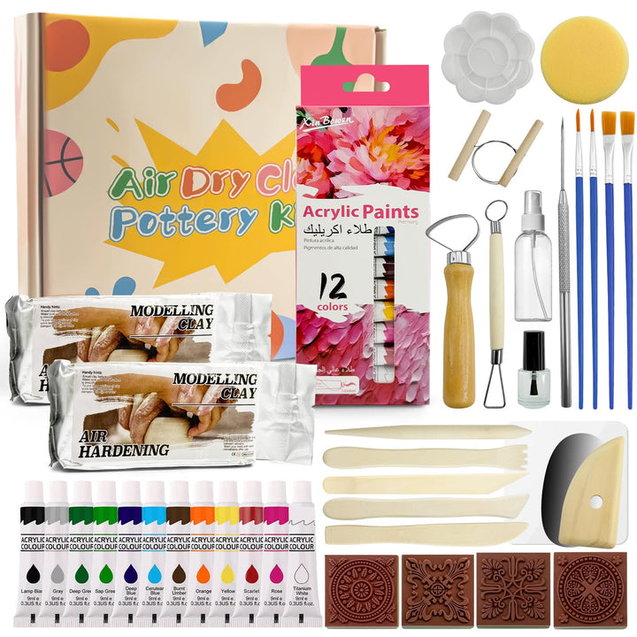 PEAKTOP Töpferset Für Zuhause, Töpfer Set Erwachsene, Töpfern Ohne Brennen, Ton Selbsttrocknend, DIY