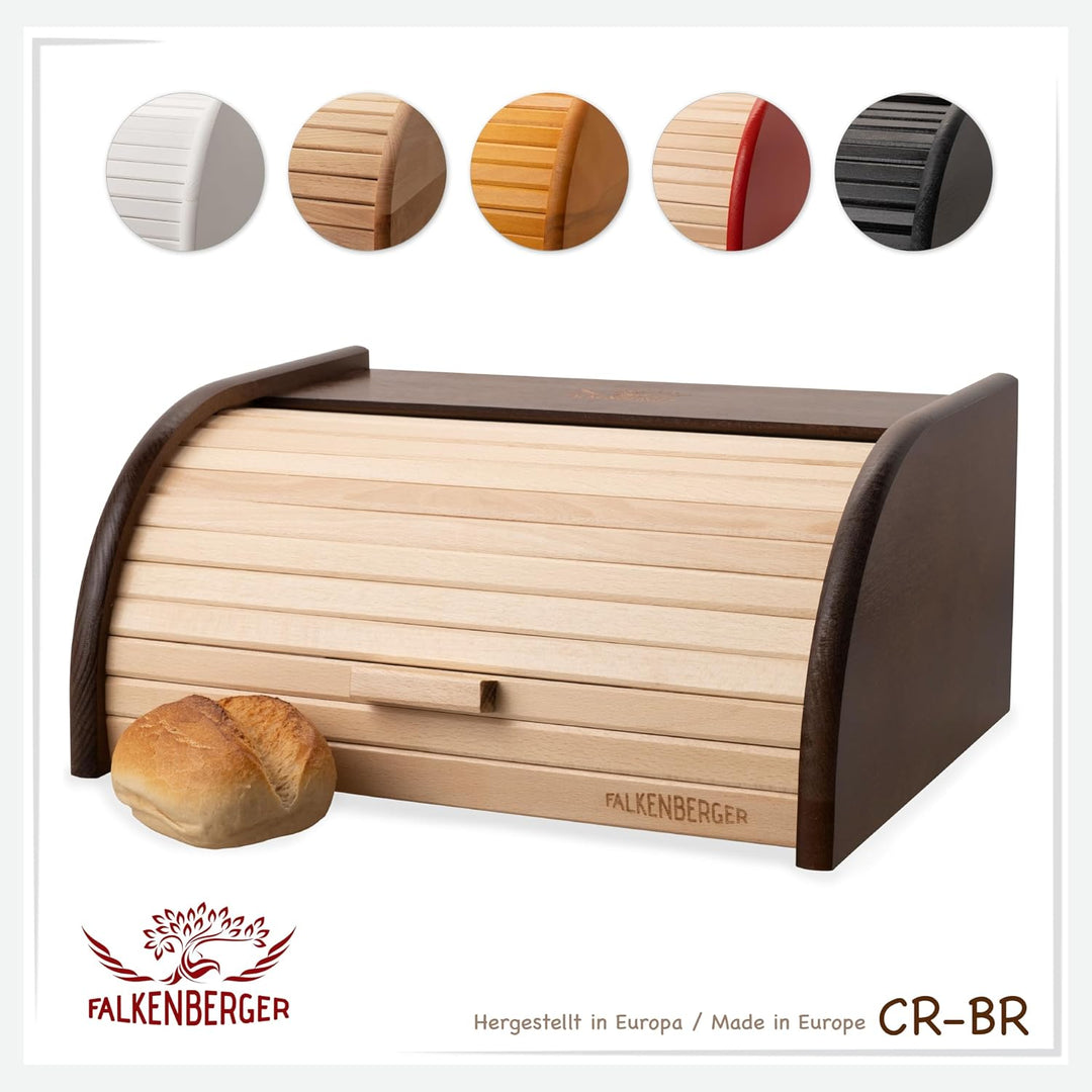 Brotkasten aus Holz Buche Braun ca. 39x29x18cm Rollbrotkasten traditionell Brotbox mit Roll-Deckel H