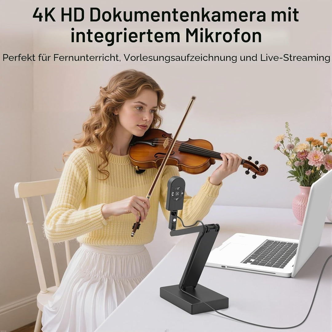 12MP Dokumentenkamera Schule, 4K Visualizer für Klassenzimmer - A3-Format, LED Licht, MIC, Drehen, S