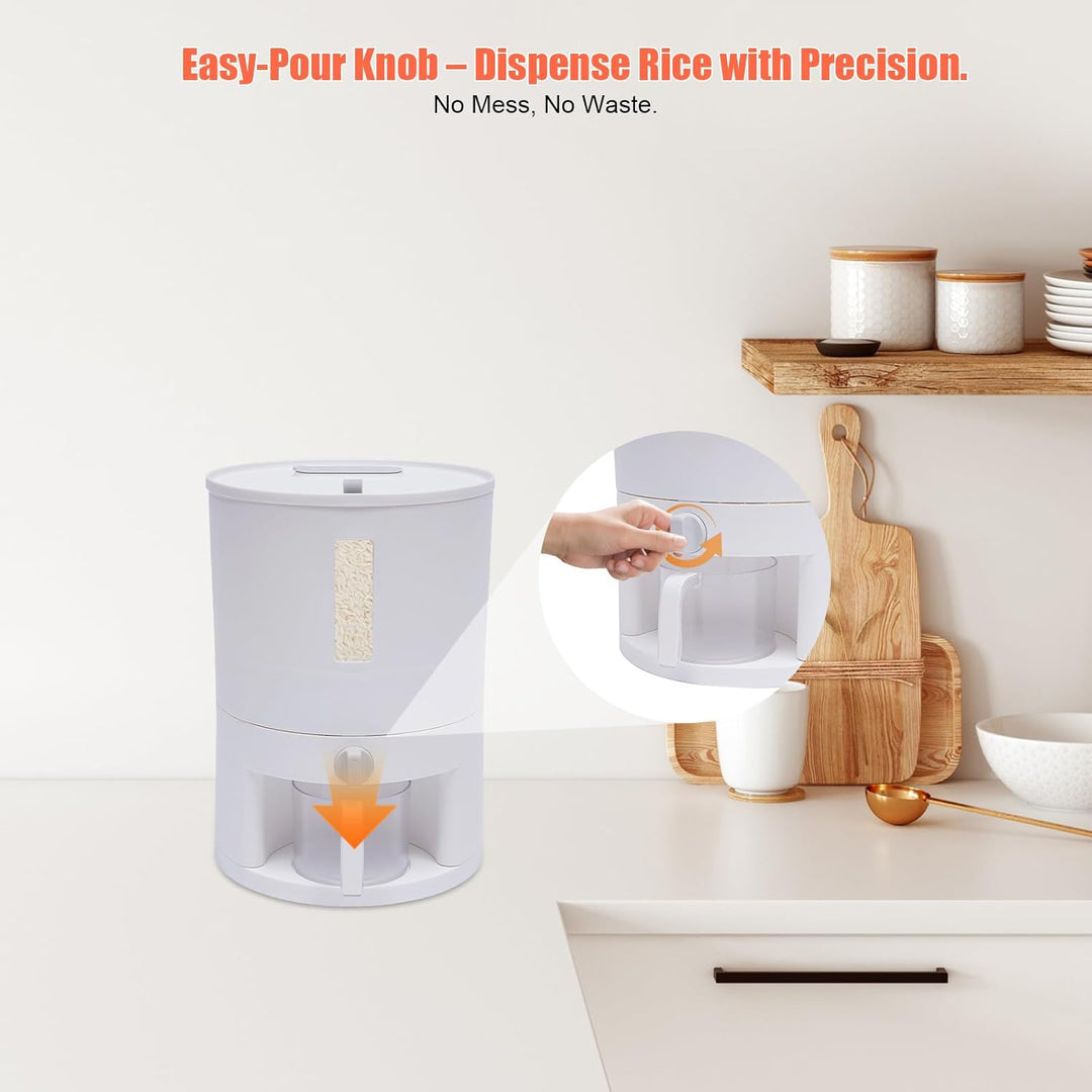 EurHomePlus Reisspender 6kg/10kg Food Storage Box Reisvorratsbehälter, Messbecher mit Skala, Luftdic