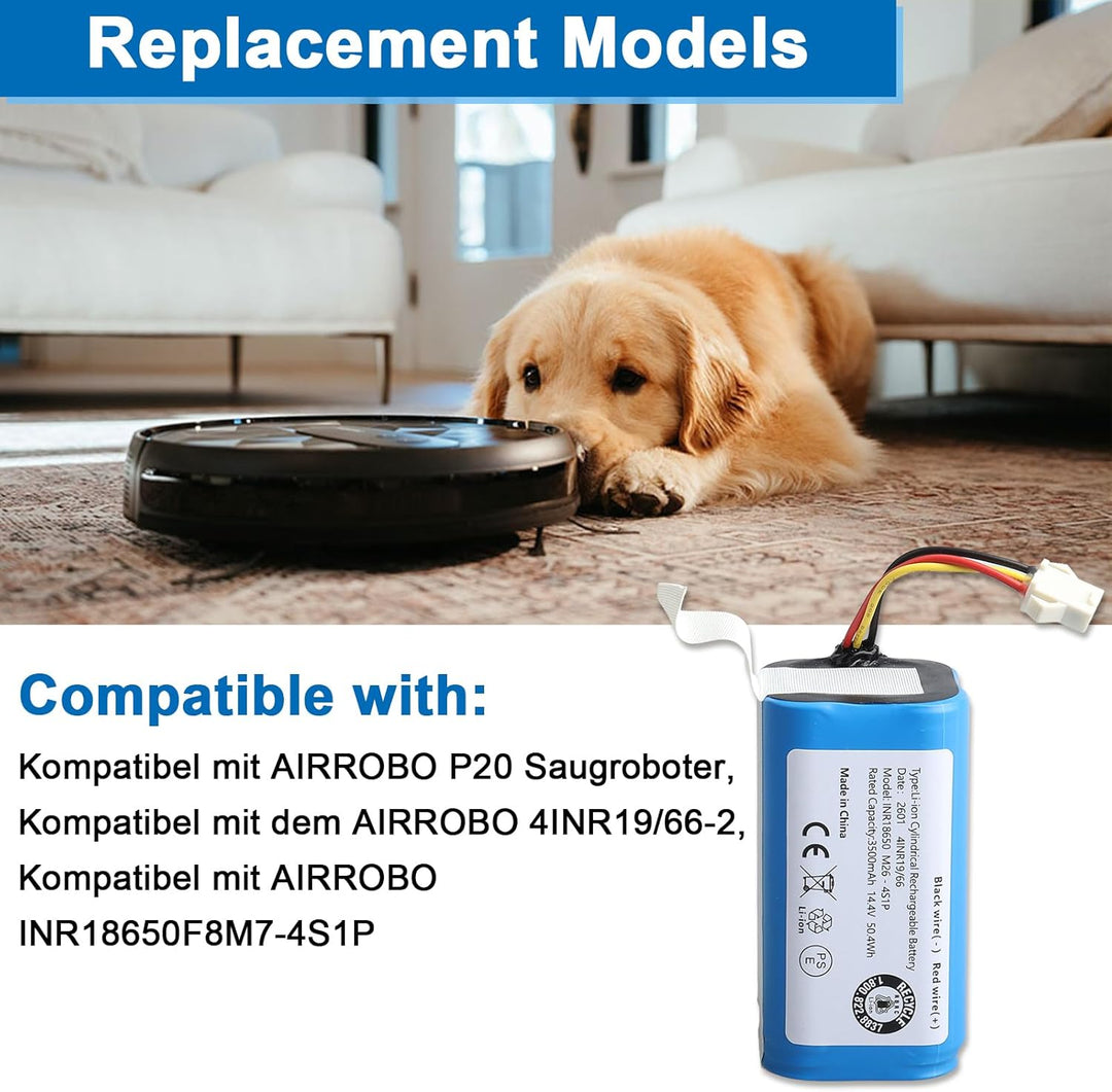 14.4V 3500mAh Li-ion akku, Ersatzakku für AIRROBO P20 Saugroboter, 3500mAh
