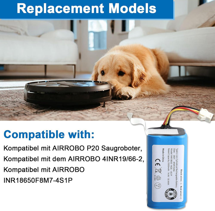 14.4V 3500mAh Li-ion akku, Ersatzakku für AIRROBO P20 Saugroboter, 3500mAh