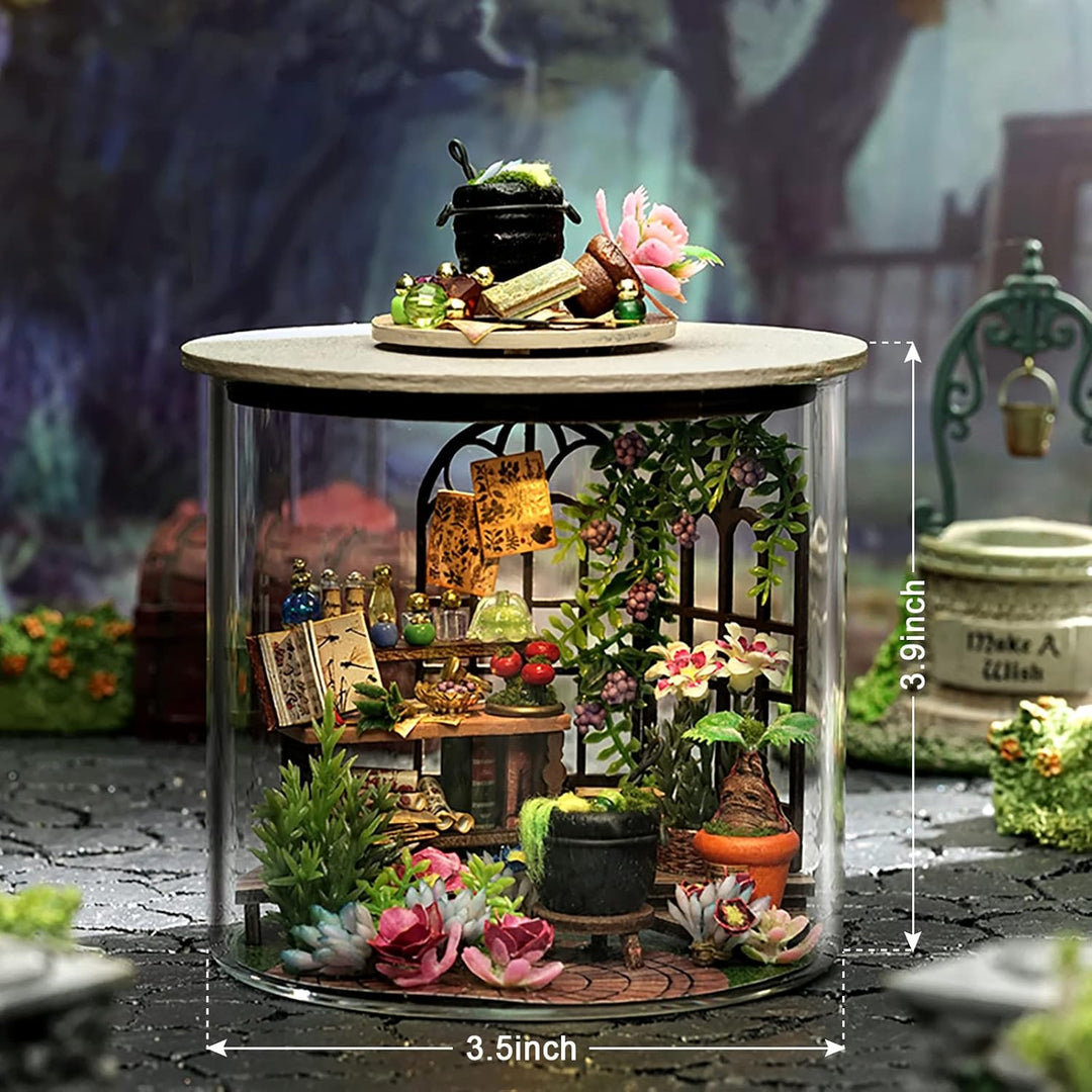 Cuteefun DIY Miniatur Haus Puppenhaus Kit mit Staubabdeckung &amp; LED Licht | DIY Holz Traum Flasche Ki