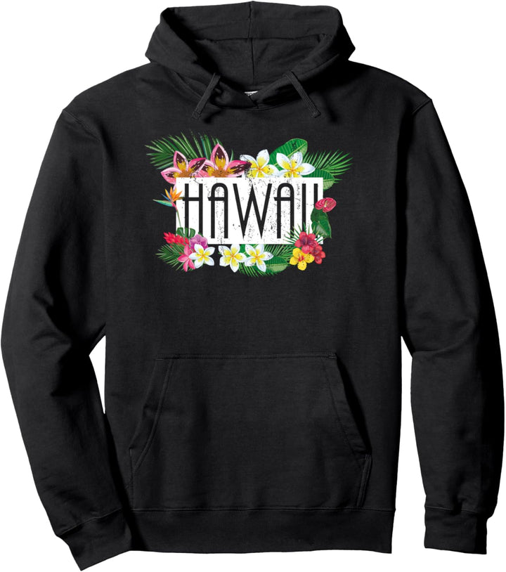 Tropische Blumen Hawaiianischer Sommerurlaub Retro Hawaii Pullover Hoodie
