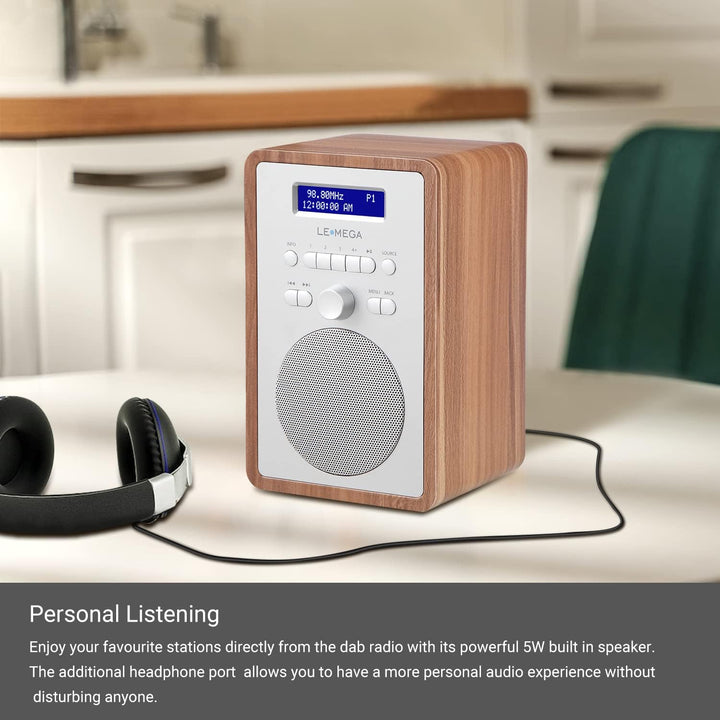 LEMEGA CR2+ DAB/DAB+ Digitalradio,UKW-Digitalradio,DAB-Radio Netzbetrieben,Doppelter Wecker,Küchen-S