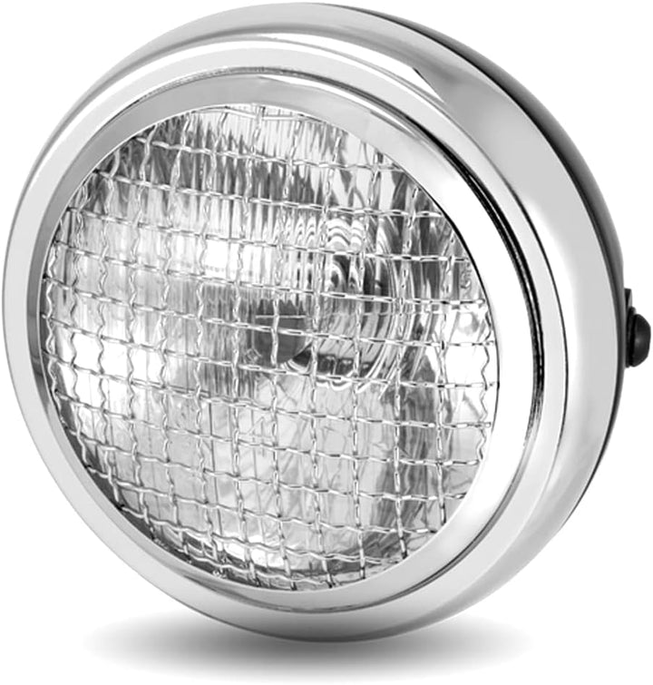 6" Scheinwerfer für Projekt Motorrad - Cafe Racer Retro Scrambler - Schwarz Netz Grill mit Chrom Ble