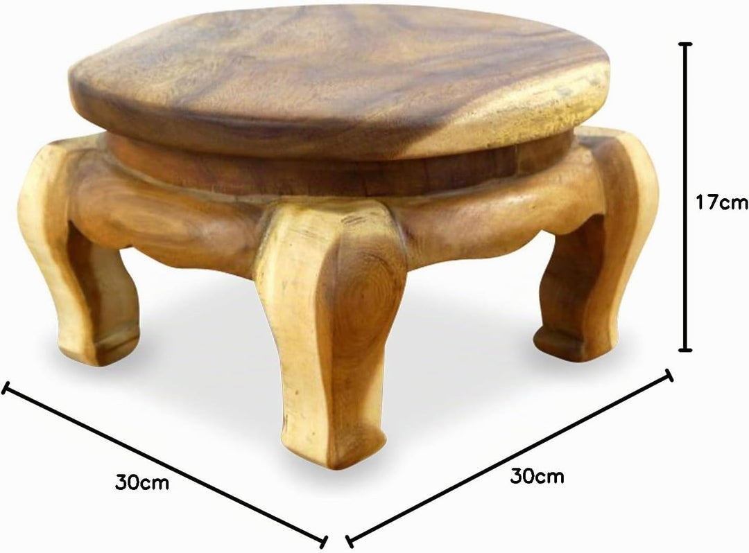 livasia Runder Opiumtisch, Beistelltisch, Massivholztisch, Nachttisch, Podest Natur 30cm, Natur 30cm