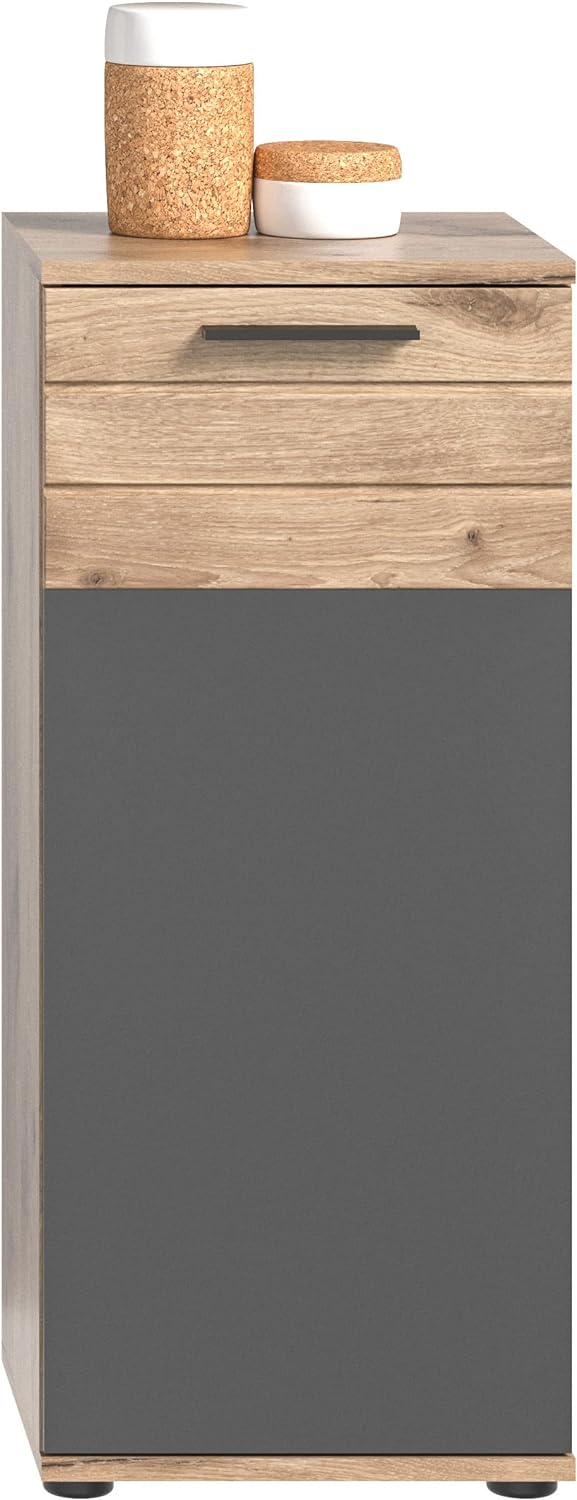 xonox.home X11B8701 Mason Standschrank Bad Grau, Badezimmerschrank Kommode 37 x 87 x 34 cm, Standsch