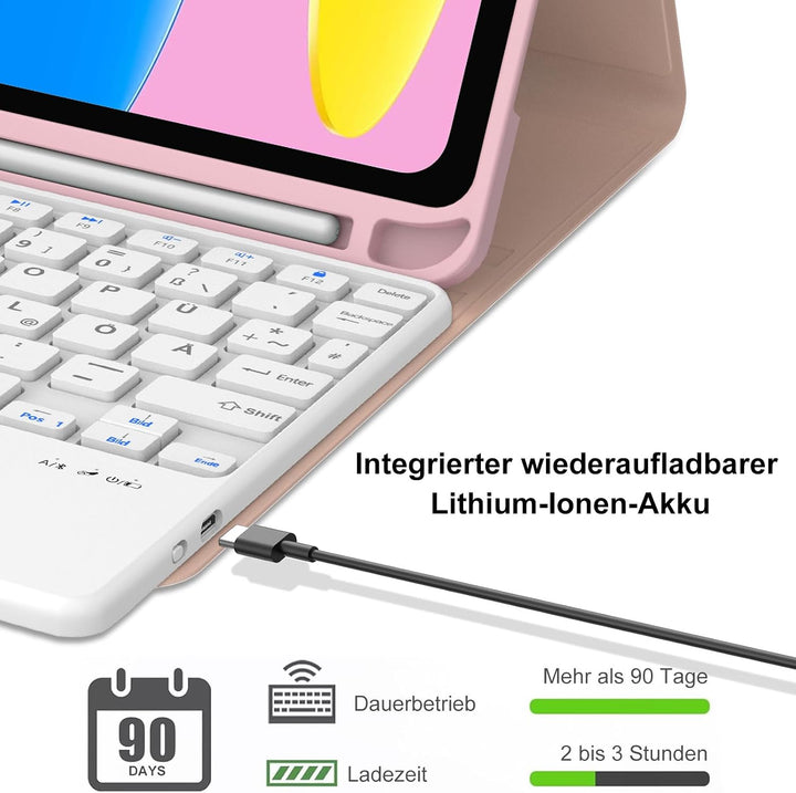 Hülle Tastatur für iPad (A16) 11/10 Generation (2025/2022) 11/10.9 Zoll | Mit Trackpad Magnetisch Ab