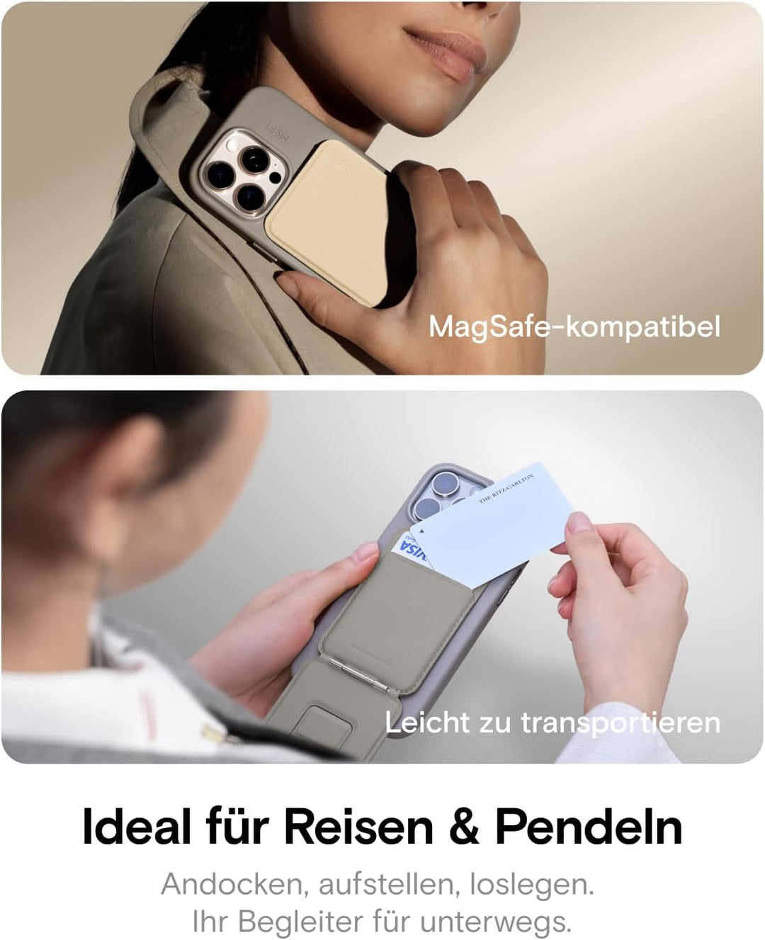 MOFT Handy Stativ für Smartphone, [Ultra Dünn &amp; Tragbar] Faltebar MOVAS Veganes Leder Stativ für Mag