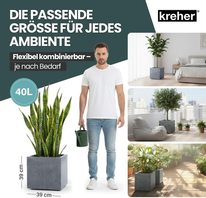 Kreher XL Pflanzkasten Millennium in verschiedenen Formaten und Farben. Tolle Naturstein Optik in Br
