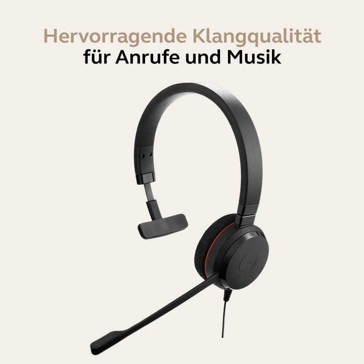 Jabra Evolve 20 Mono Headset – Microsoft Certified Headphones for VoIP Softphone with Passive Noise