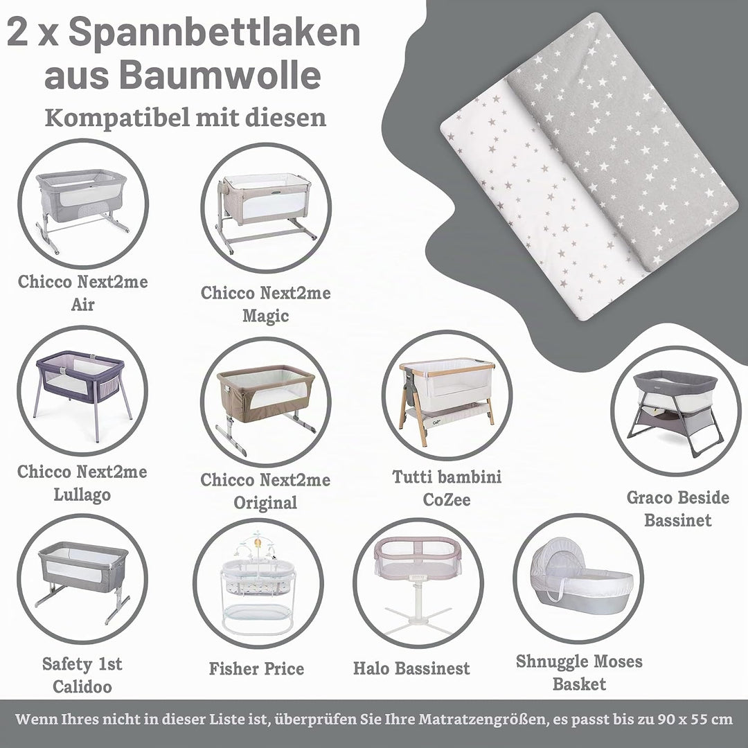 Lilly B. Bio-Baumwolle GOTS 2-in-1-Pack mit 2 Wasserdichten Babybettlaken, verwendet anstelle von Ma