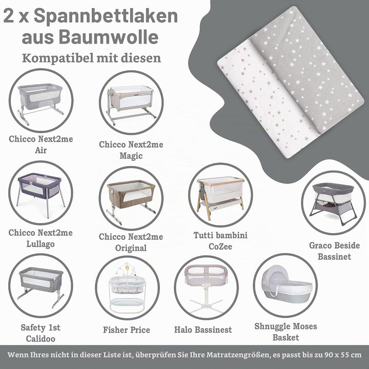 Lilly B. Bio-Baumwolle GOTS 2-in-1-Pack mit 2 Wasserdichten Babybettlaken, verwendet anstelle von Ma