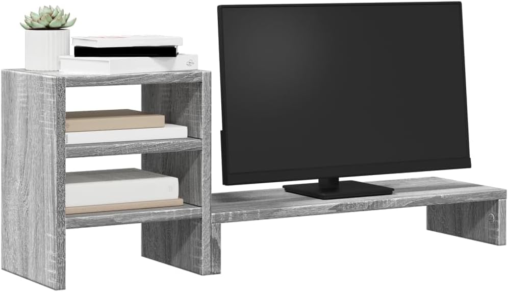 vidaXL Monitorständer, Schreibtischaufsatz mit Schreibtisch-Organizer, Unterbau Bildschirm Laptop St