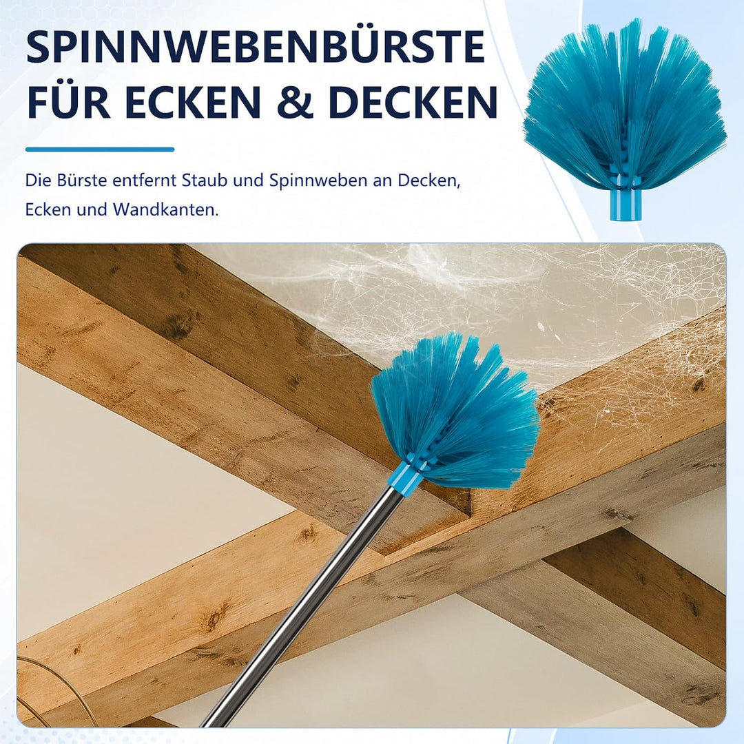scicent Staubwedel Lang Ausziehbar 3,1 m, Teleskop Staubwedel mit 3 Reinigungsaufsätzen, Faser Staub