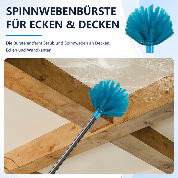 scicent Staubwedel Lang Ausziehbar 3,1 m, Teleskop Staubwedel mit 3 Reinigungsaufsätzen, Faser Staub