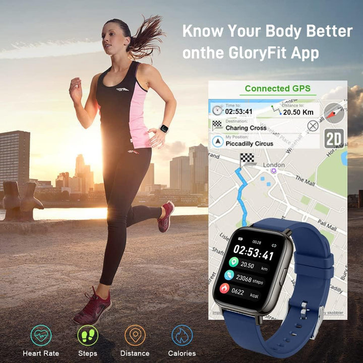 Smartwatch, Fitnessuhr 1.69” Voll Touch Smart Watch Fitness Tracker Schrittzähler Pulsuhr, IP68 Wass