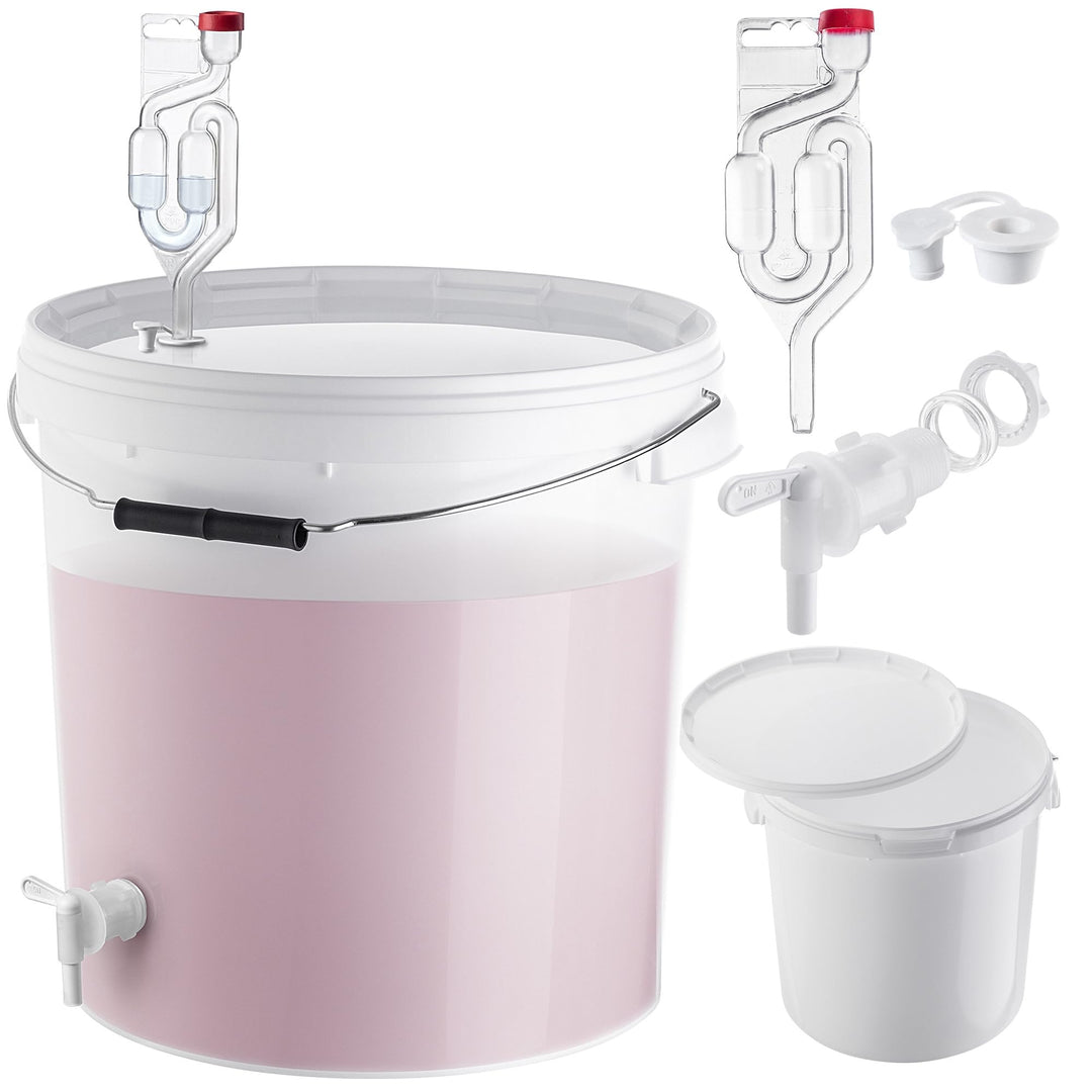 KADAX Gäreimer 20L Set mit Auslaufhahn, Gärröhrchen & Gummistopfen, Gärbehälter aus Kunststoff mit A