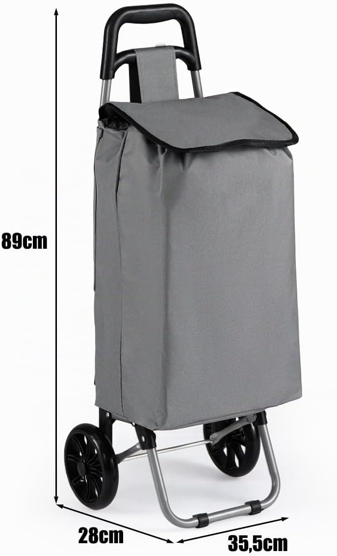 COSTWAY 35L Einkaufstrolley klappbar, Einkaufswagen mit Rollen, Einkaufsroller mit abnembarer Einkau