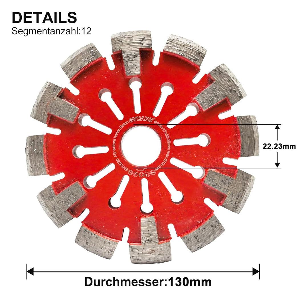 Diamant Frässcheibe 130mm, 17 mm Räumscheibe für Fussbodenheizung Sehr Harten Estrich, Sehr Harte Be