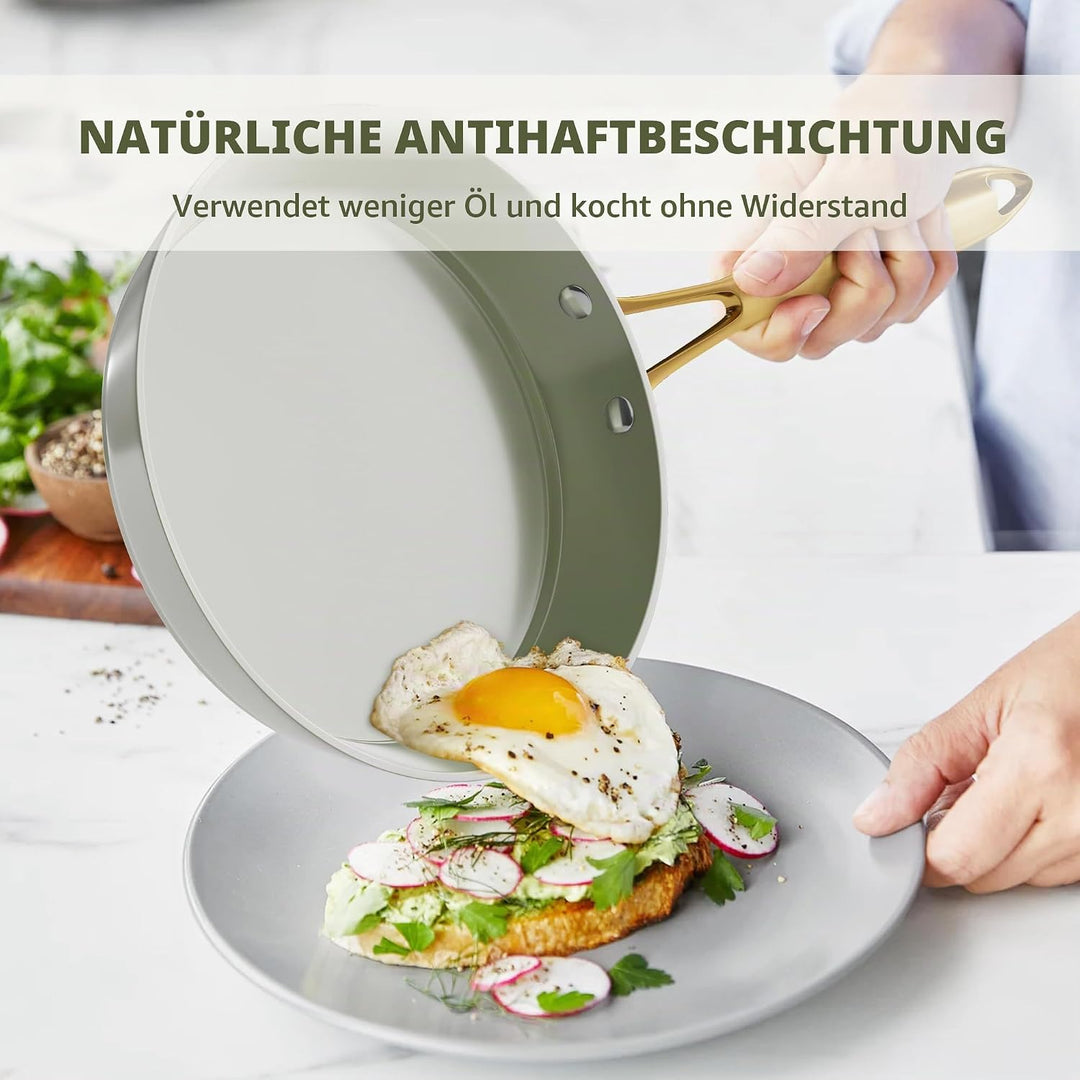 RIOVARM Induktion Töpfe und Pfannen Set mit Deckeln, Keramik Antihaft beschichtung Kochgeschirr-Set,
