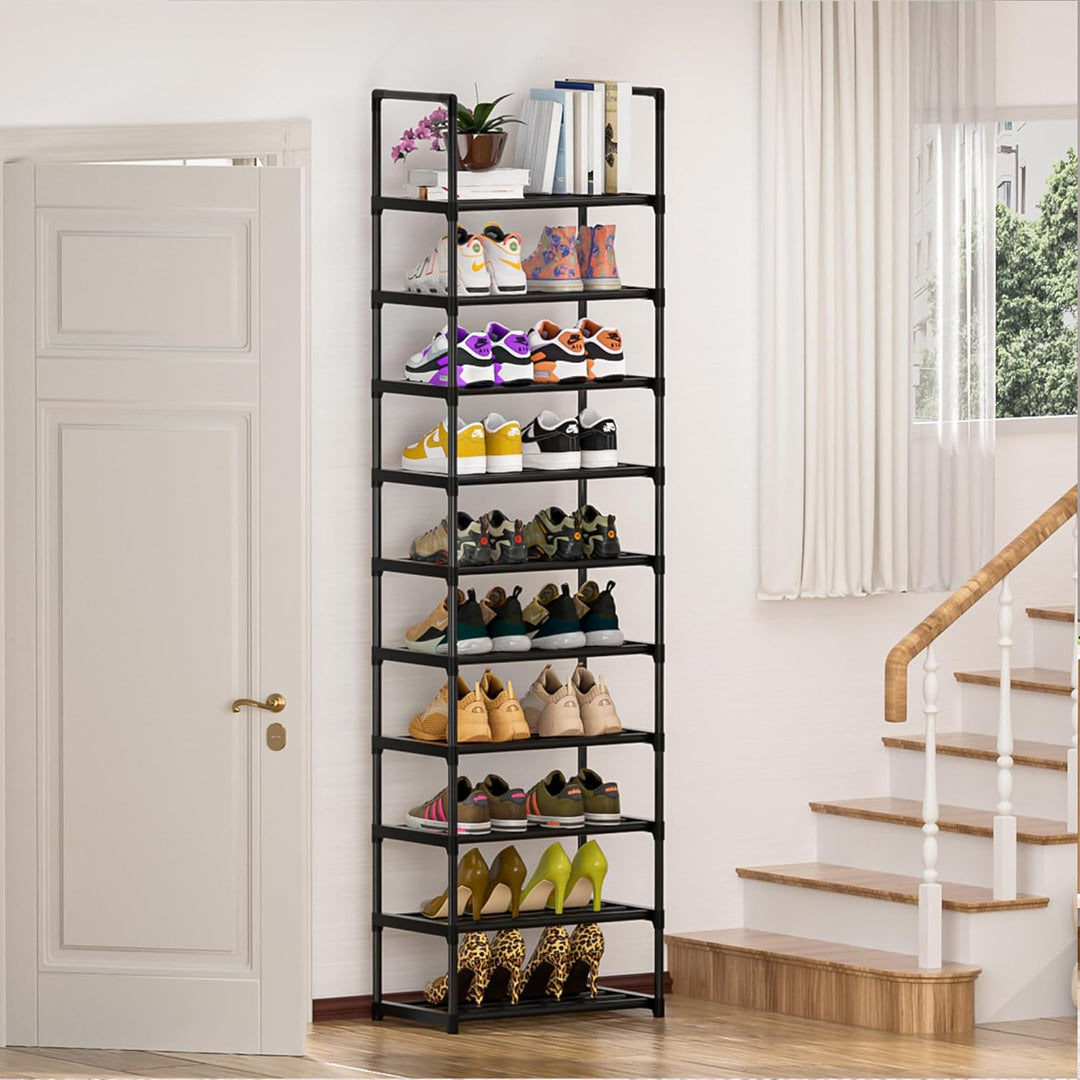 OYREL Schuhregal 10 Ebenen Platz Sparen, Schuh-Organizer Grosse Kapazität für 20-25 Paar Schuhe, Met