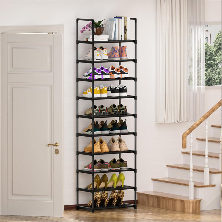 OYREL Schuhregal 10 Ebenen Platz Sparen, Schuh-Organizer Grosse Kapazität für 20-25 Paar Schuhe, Met